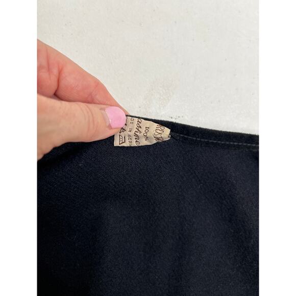 Nordstrom Vintage Women's 100% Cashmere Open Cape Cardigan In Black - Picture 5 of 5